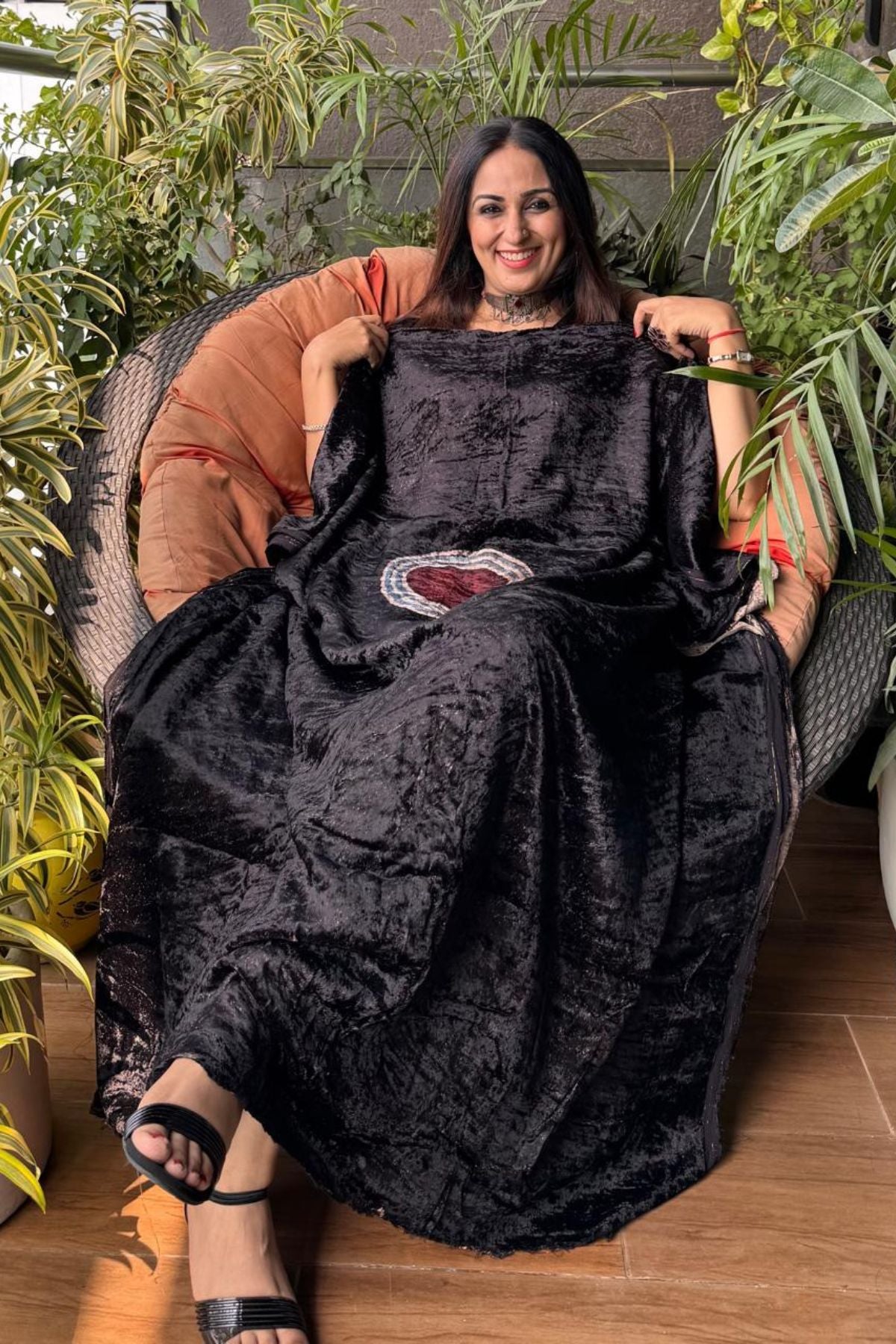Ajrakh art on velvet (kurta only)